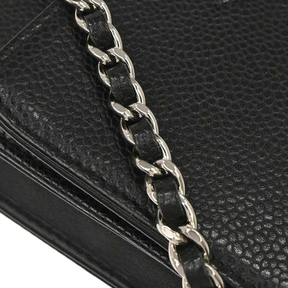 Chanel 2013-2014 Black Caviar Skin Timeless WOC Wallet on Chain Shoulder Bag