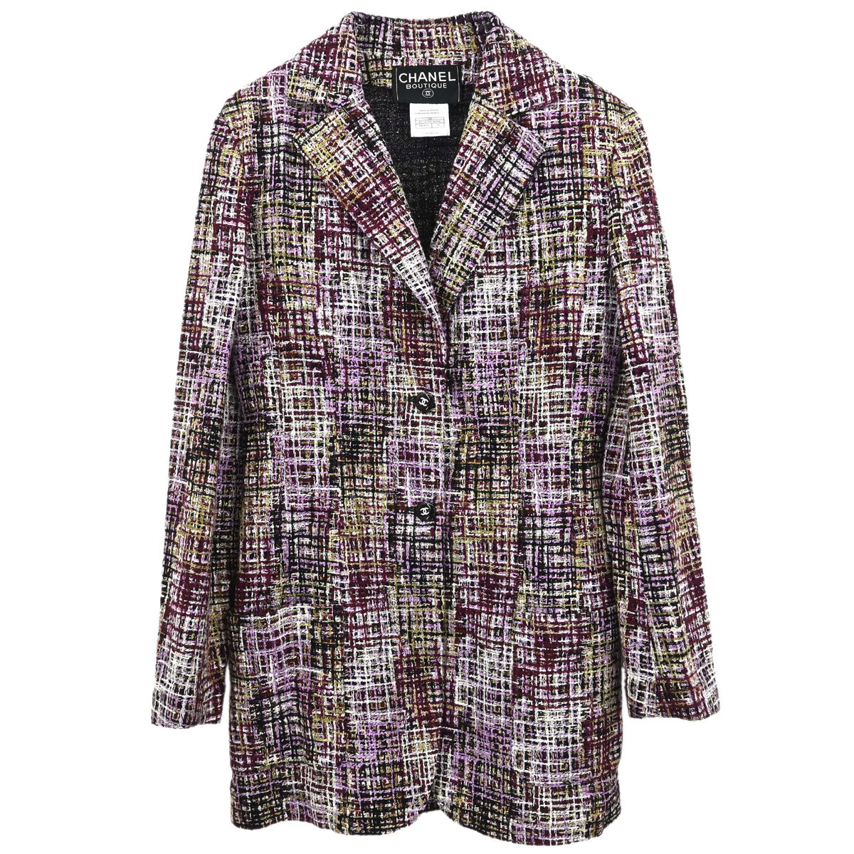 Chanel 1998 Single Breasted Tweed Jacket Purple #38