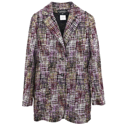 Chanel 1998 Single Breasted Tweed Jacket Purple #38