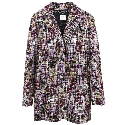 Chanel 1998 Single Breasted Tweed Jacket Purple #38