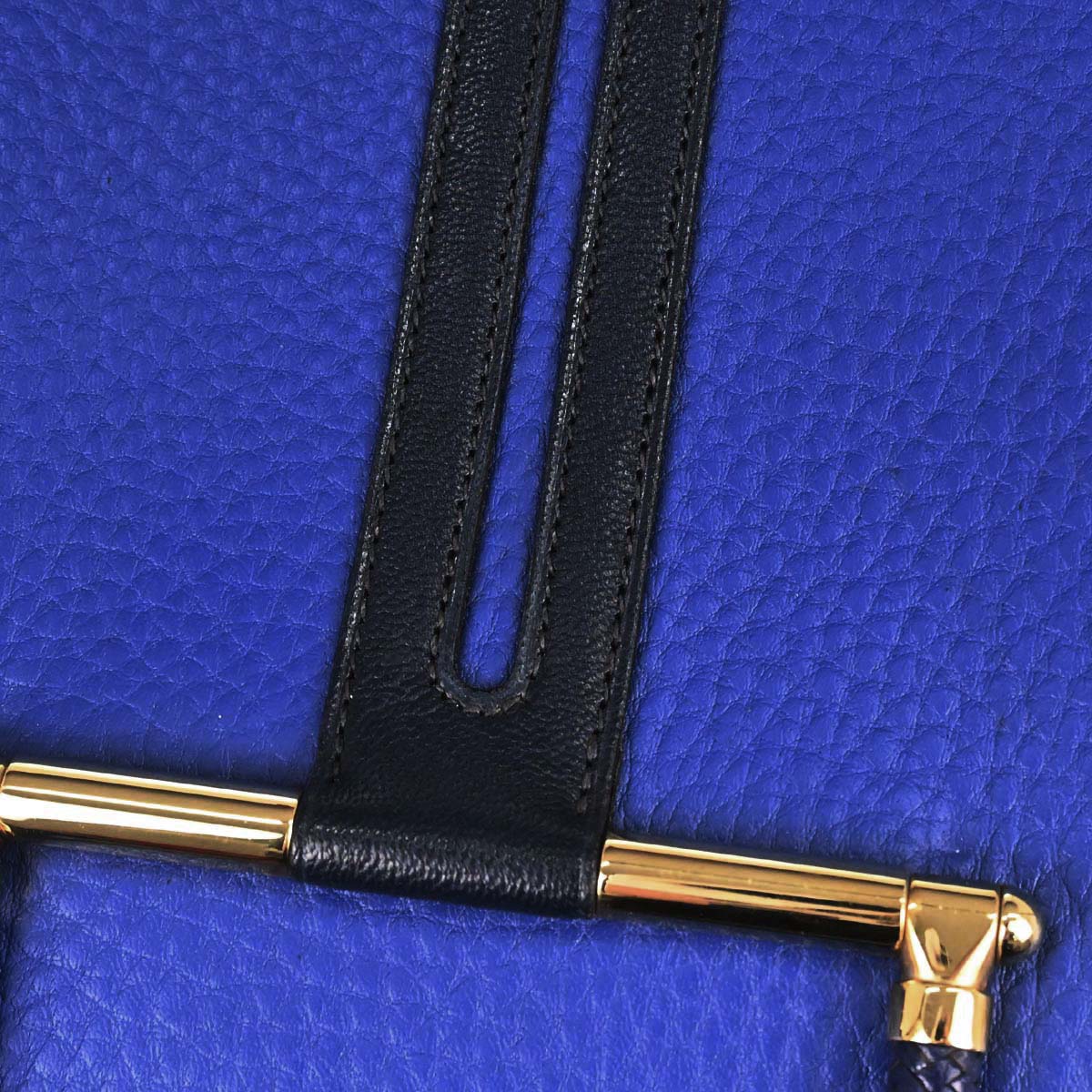 Hermes Blue France Taurillon Clemence Gobi Handbag