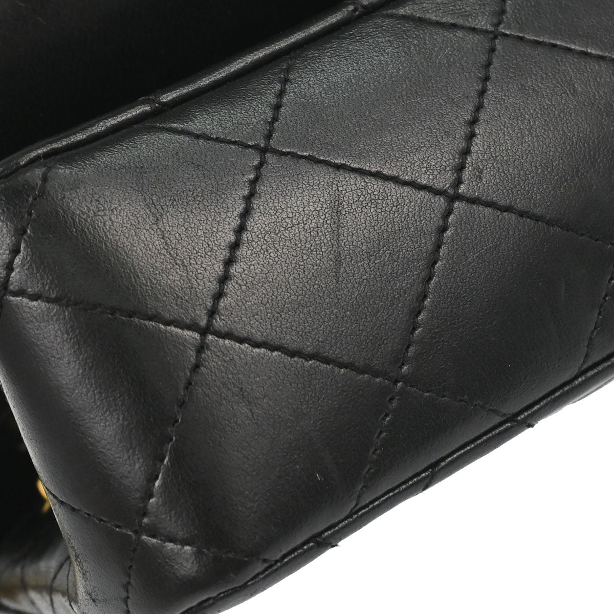 Chanel 1989-1991 Black Lambskin Turnlock Mini Full Flap Shoulder Bag