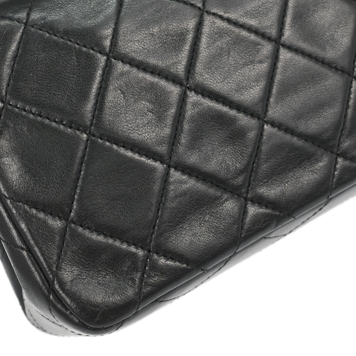 Chanel 1989-1991 Black Lambskin Turnlock Mini Full Flap Shoulder Bag