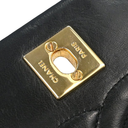 Chanel 1989-1991 Black Lambskin Turnlock Mini Full Flap Shoulder Bag