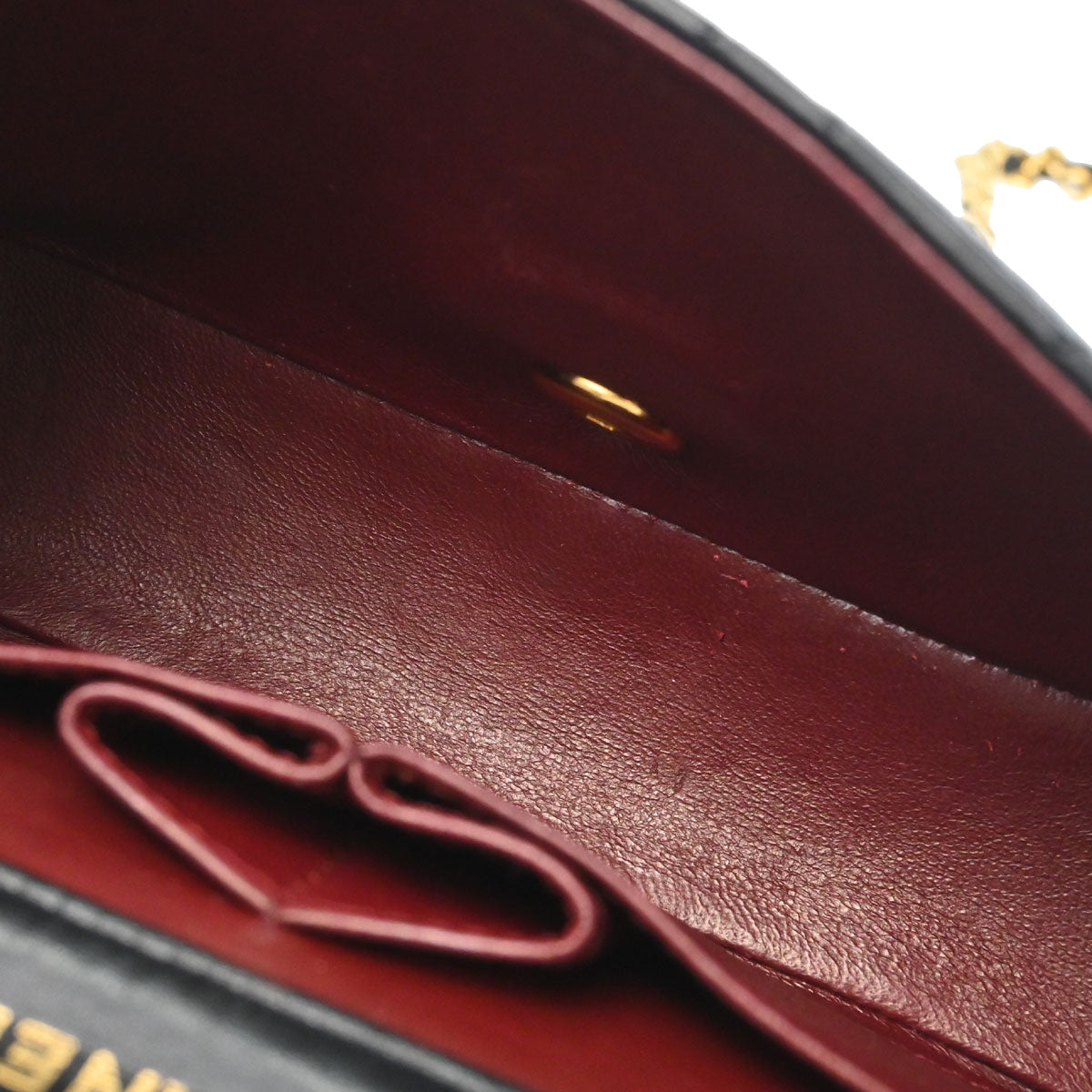 Chanel 1989-1991 Black Lambskin Turnlock Mini Full Flap Shoulder Bag
