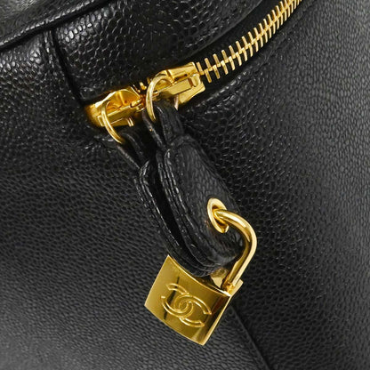 Chanel 1997-1999 Black Caviar Skin Vanity 2way Shoulder Handbag