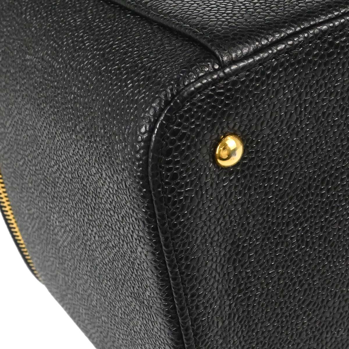 Chanel 1997-1999 Black Caviar Skin Vanity 2way Shoulder Handbag