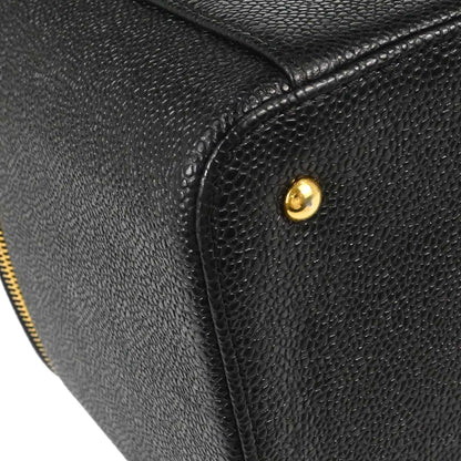 Chanel 1997-1999 Black Caviar Skin Vanity 2way Shoulder Handbag