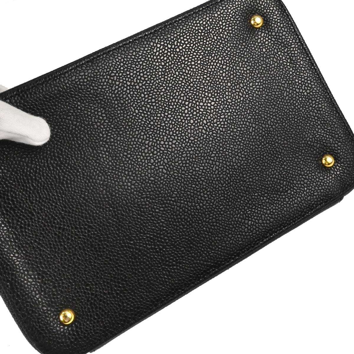 Chanel 1997-1999 Black Caviar Skin Vanity 2way Shoulder Handbag