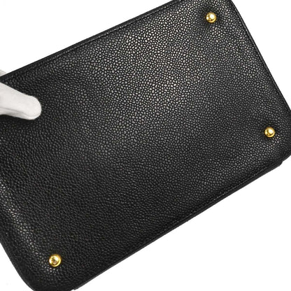Chanel 1997-1999 Black Caviar Skin Vanity 2way Shoulder Handbag