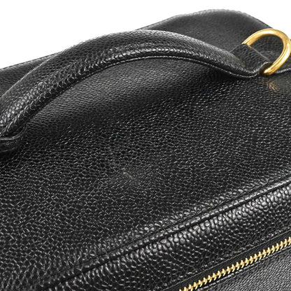 Chanel 1997-1999 Black Caviar Skin Vanity 2way Shoulder Handbag