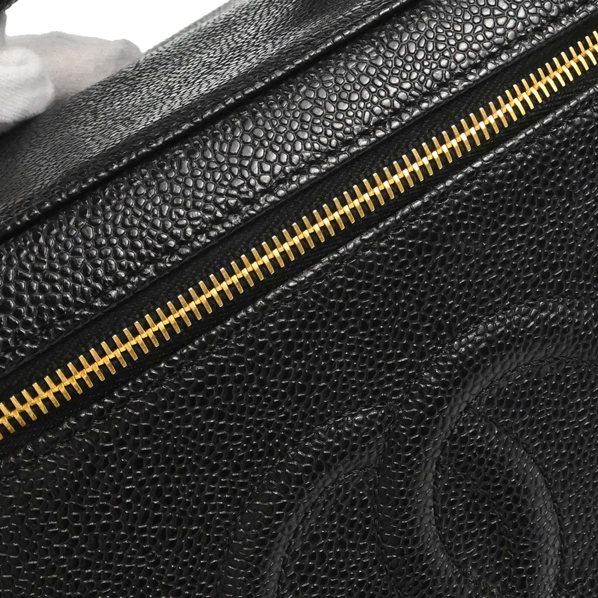 Chanel 1997-1999 Black Caviar Skin Vanity 2way Shoulder Handbag
