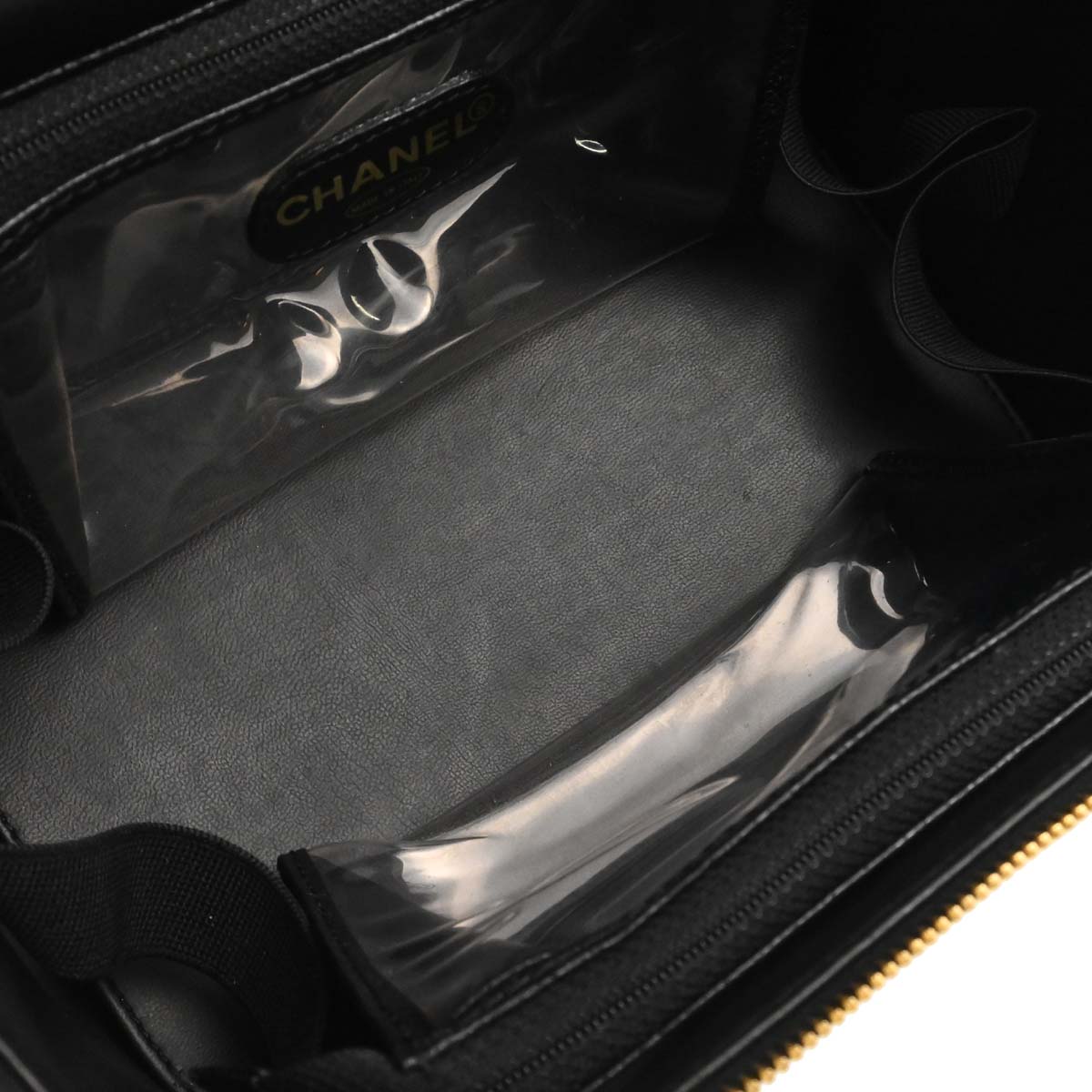 Chanel 1997-1999 Black Caviar Skin Vanity 2way Shoulder Handbag