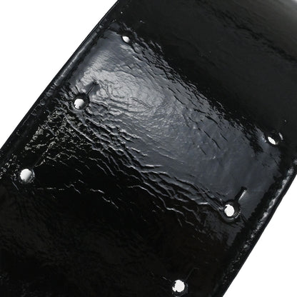 Chanel CC Belt Black Silver Patent Leather #75/30 Small Good