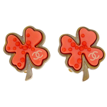 Chanel Clover Pink Clip-On Earrings 03P