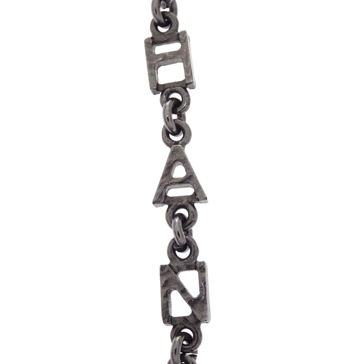 Chanel Black Beads Chain Necklace Silver 08A