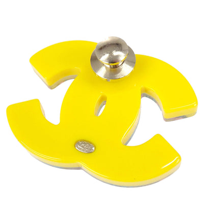 Chanel CC Brooch Pin Yellow Blue Acrylic Glitter 18C