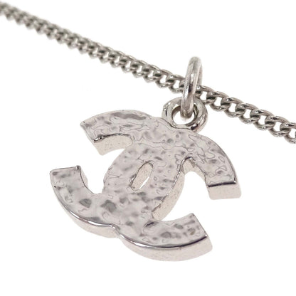 Chanel CC Chain Necklace Pendant Silver Rhinestone 05V