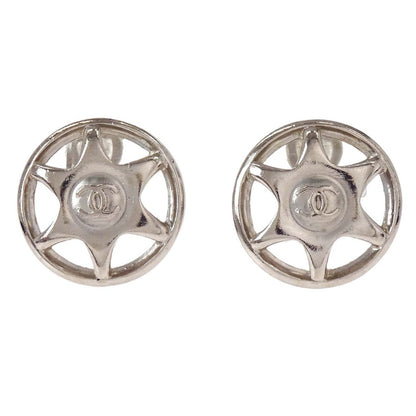 Chanel Button Clip-On Earrings Silver 97A