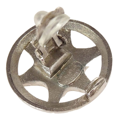 Chanel Button Clip-On Earrings Silver 97A