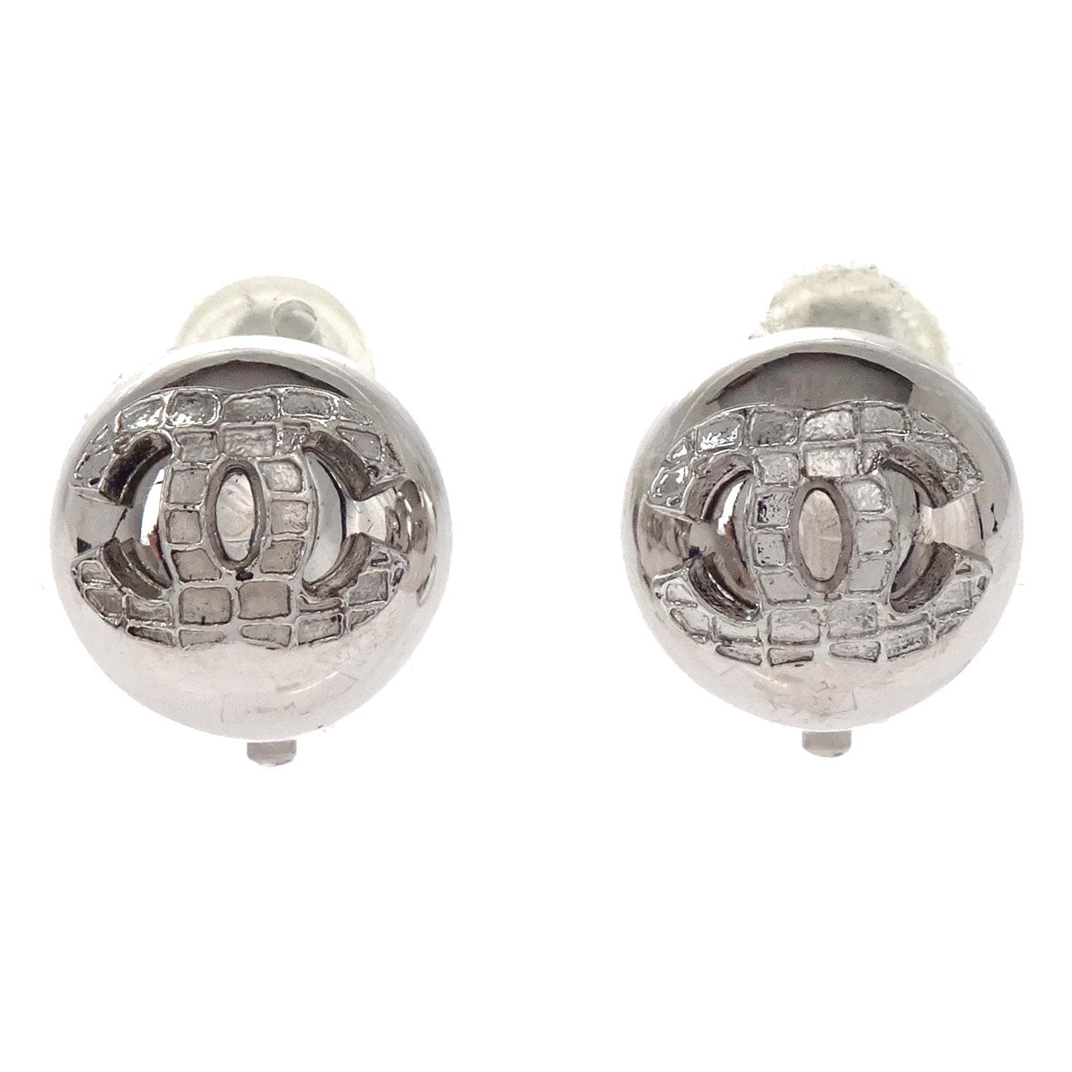 Chanel Button Clip-On Earrings Silver 00A
