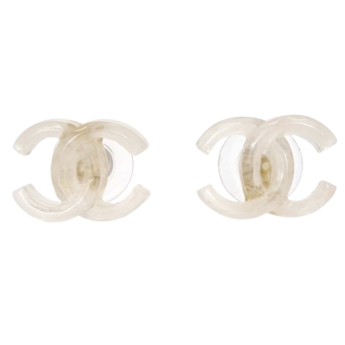 Chanel CC Pierced Earrings Clear 02P