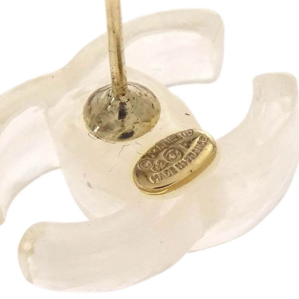 Chanel CC Pierced Earrings Clear 02P