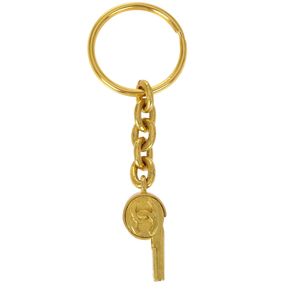 Chanel Gold Key Holder Bag Charm Whistle 95P Small Good