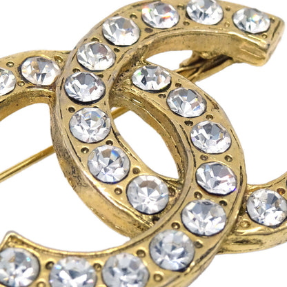 Chanel CC Brooch Pin Gold Rhinestone