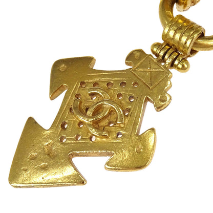 Chanel Gold Key Holder Bag Charm Cross 94P Small Good