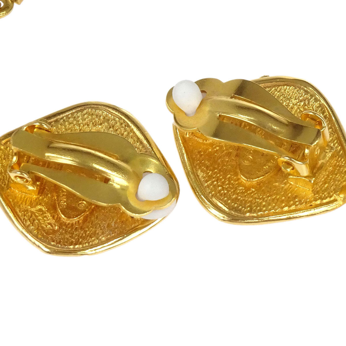 Chanel Gold Rhombus Fringe Dangle Clip-On Earrings