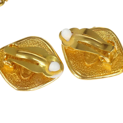 Chanel Gold Rhombus Fringe Dangle Clip-On Earrings