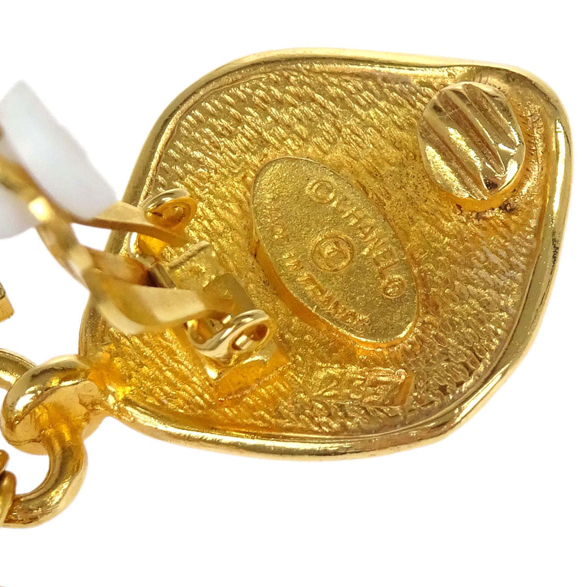 Chanel Gold Rhombus Fringe Dangle Clip-On Earrings