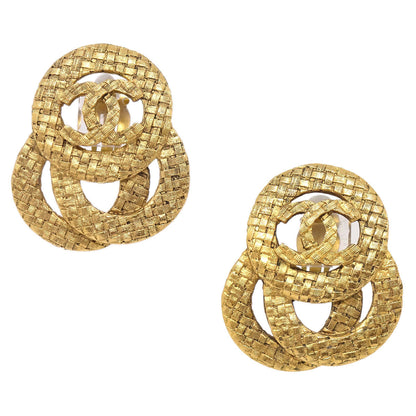 Chanel Woven CC Clip-On Earrings Gold 2848