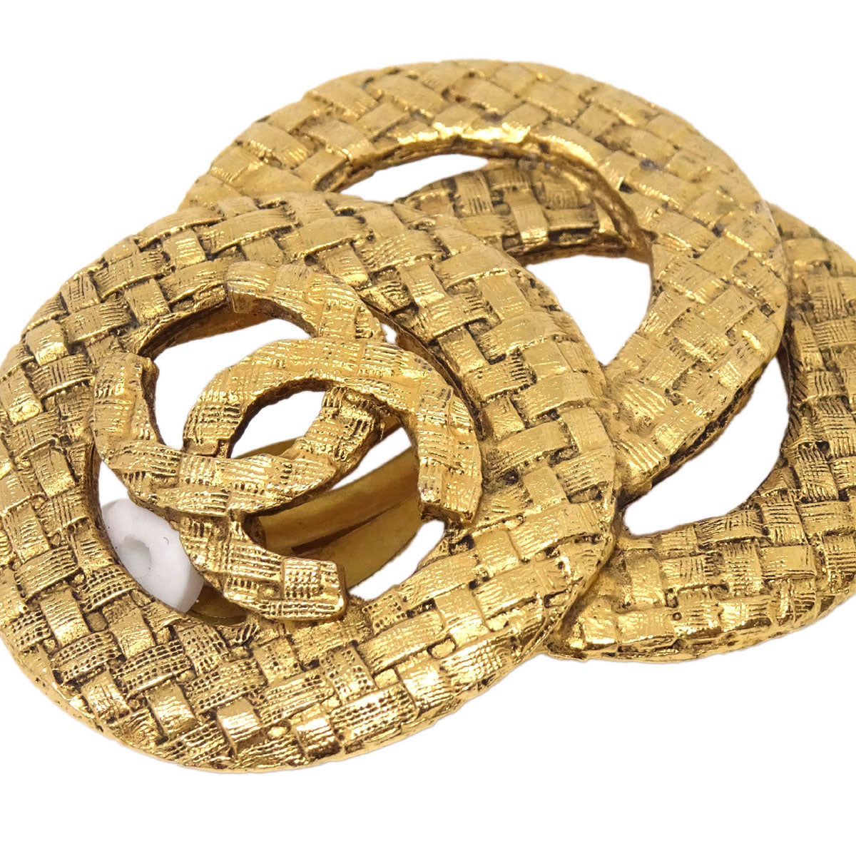 Chanel Woven CC Clip-On Earrings Gold 2848