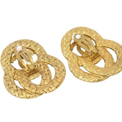 Chanel Woven CC Clip-On Earrings Gold 2848