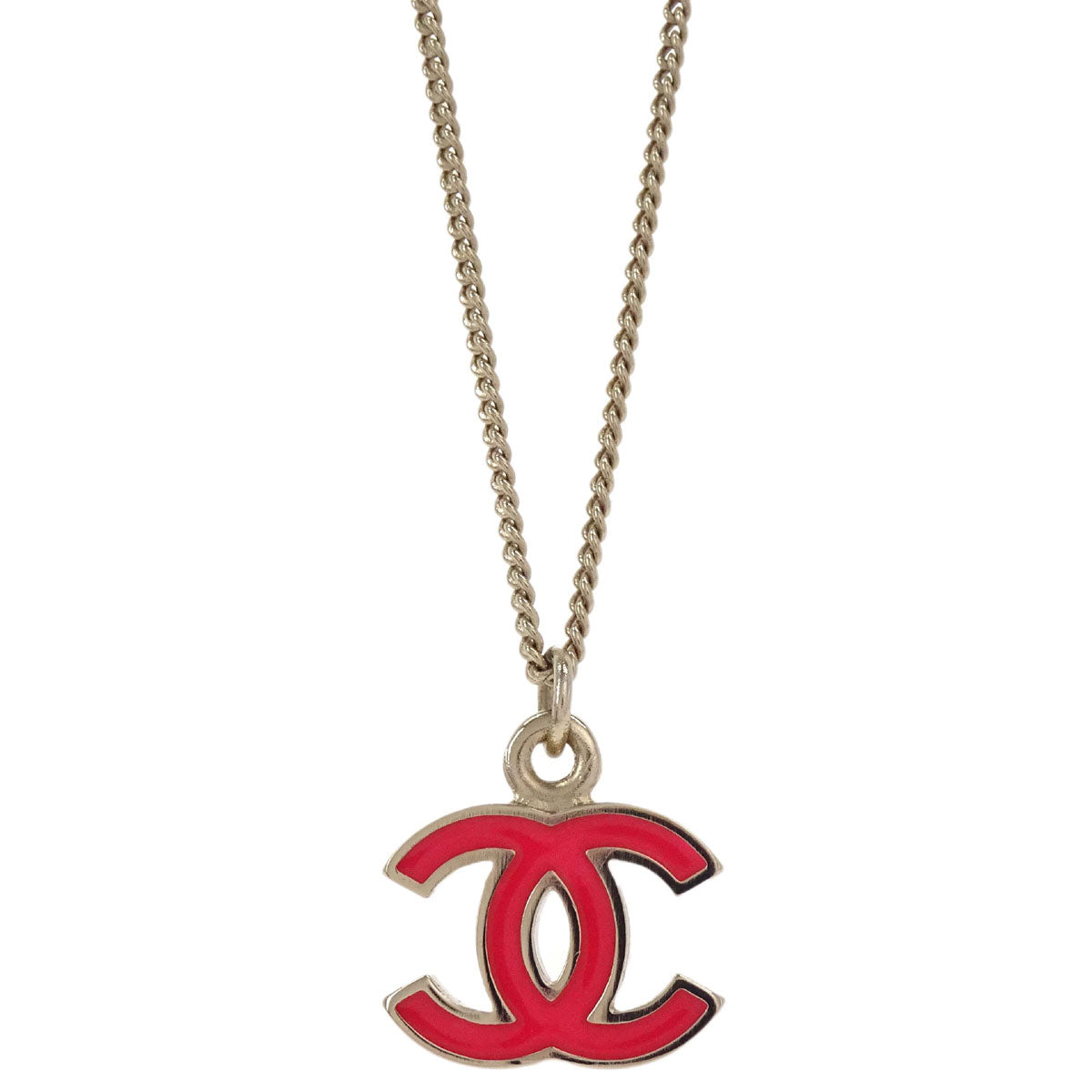 Chanel Gold Pink CC Pendant Necklace 04A