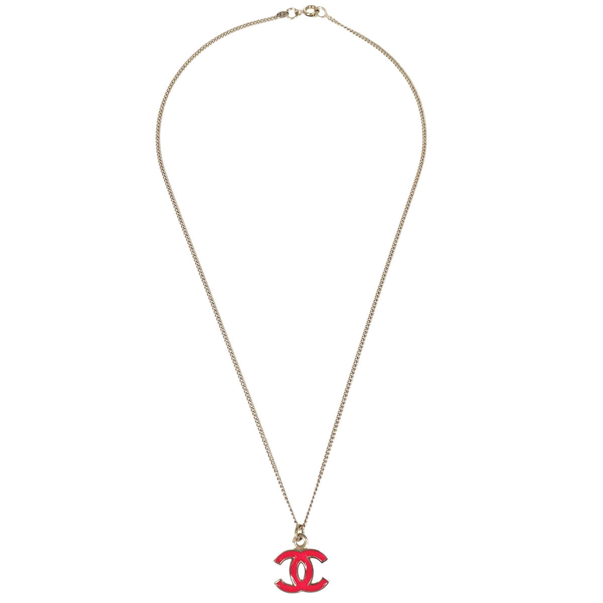 Chanel Gold Pink CC Pendant Necklace 04A
