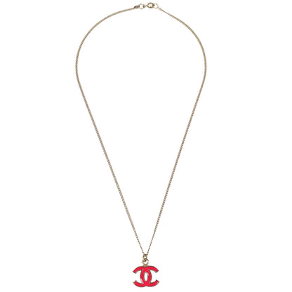 Chanel Gold Pink CC Pendant Necklace 04A