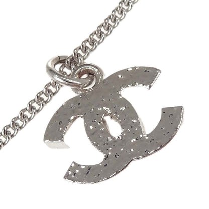 Chanel CC Chain Necklace Pendant Silver Rhinestone 07V