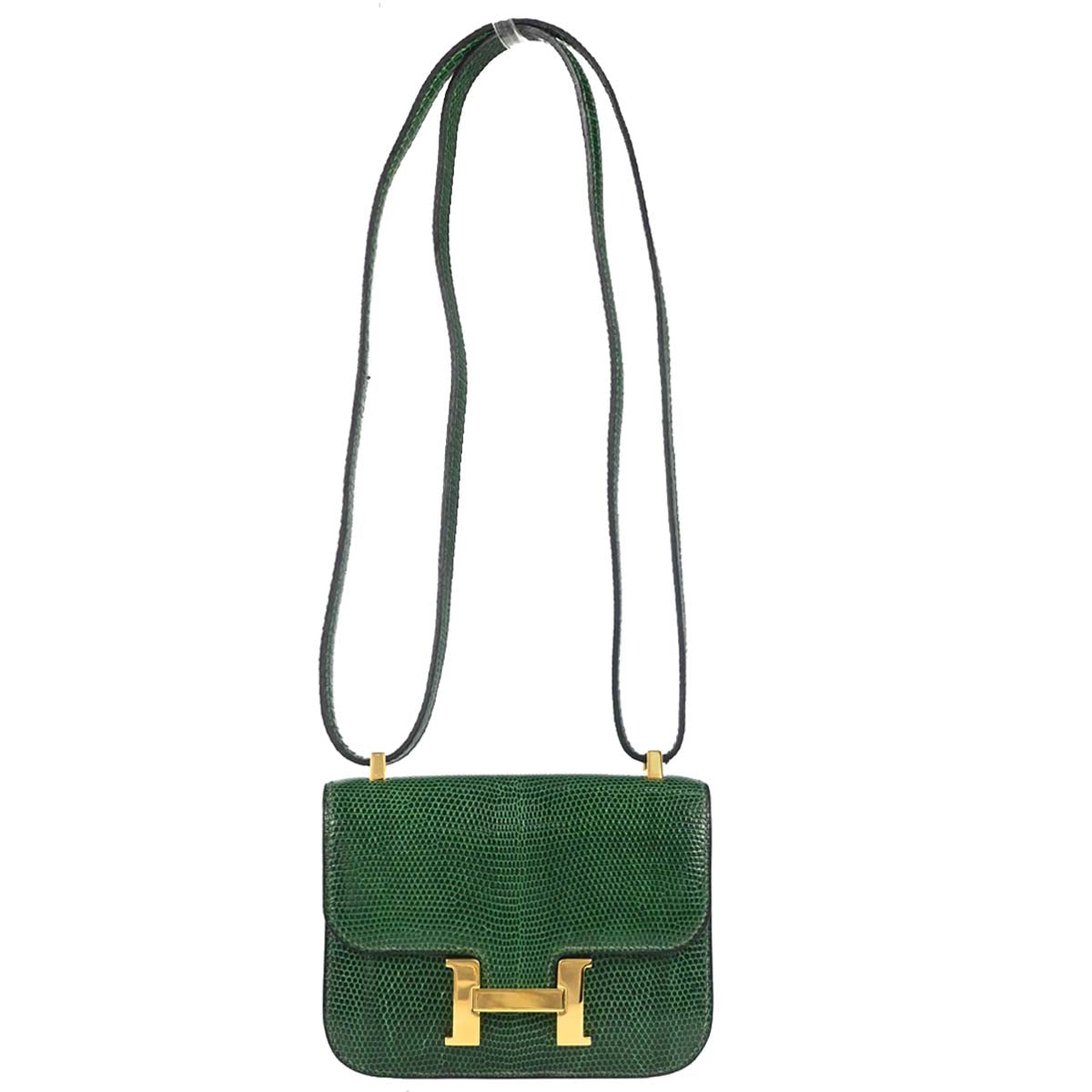 Hermes * 1992 Green Lizard Constance Micro Shoulder Bag