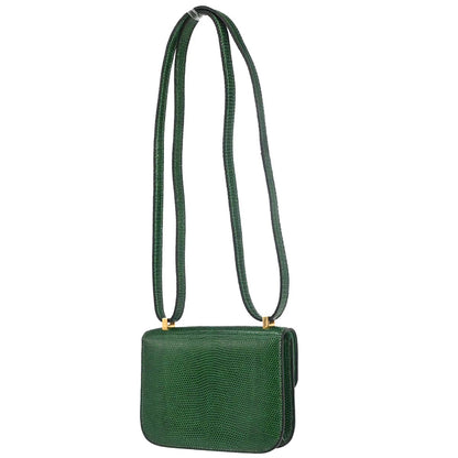 Hermes * 1992 Green Lizard Constance Micro Shoulder Bag