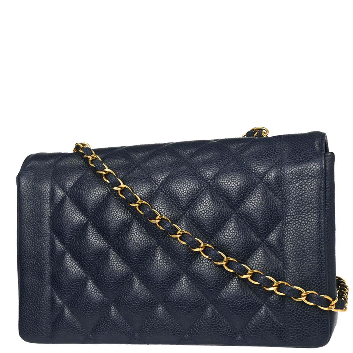 Chanel 1994-1996 Navy Caviar Medium Diana Shoulder Bag