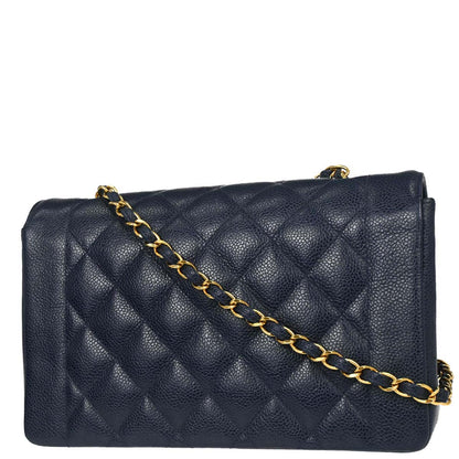 Chanel 1994-1996 Navy Caviar Medium Diana Shoulder Bag