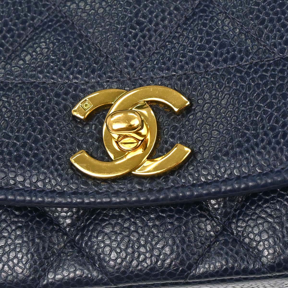 Chanel 1994-1996 Navy Caviar Medium Diana Shoulder Bag