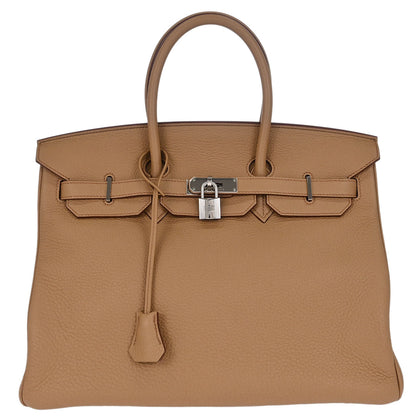 Hermes 2009 Tabac Camel Taurillon Clemence Birkin 35 Handbag
