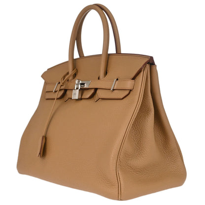 Hermes 2009 Tabac Camel Taurillon Clemence Birkin 35 Handbag