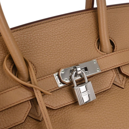 Hermes 2009 Tabac Camel Taurillon Clemence Birkin 35 Handbag