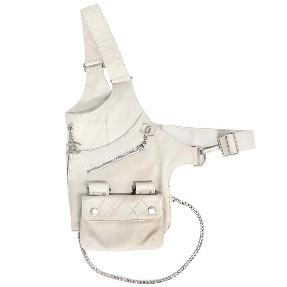 Chanel 2003-2004 White Lambskin Jacket Bag Body Bag
