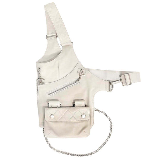 Chanel 2003-2004 White Lambskin Jacket Bag Body Bag